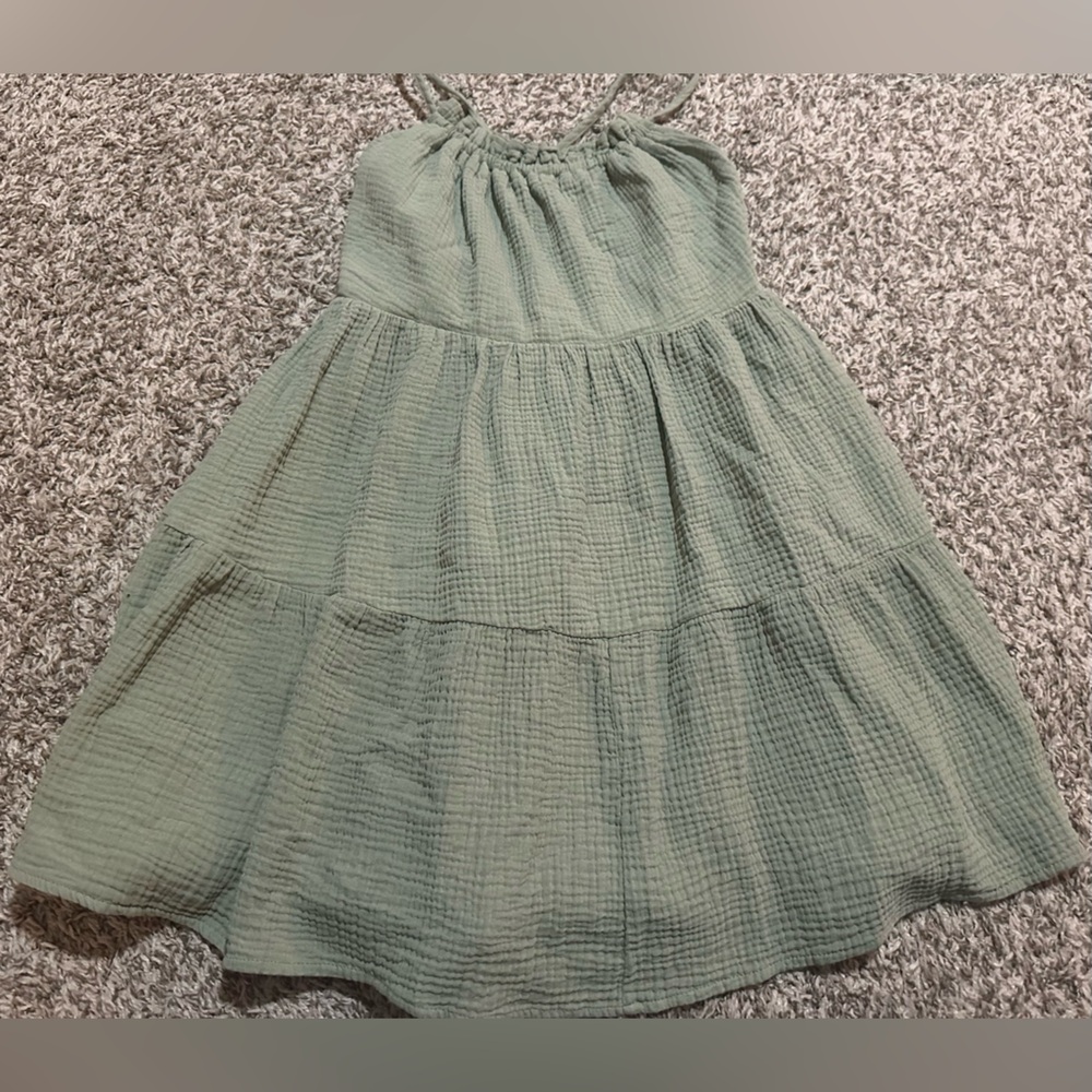 Shein Sage Green Baby Doll Tiered Gauze Mini Dress - Size Medium